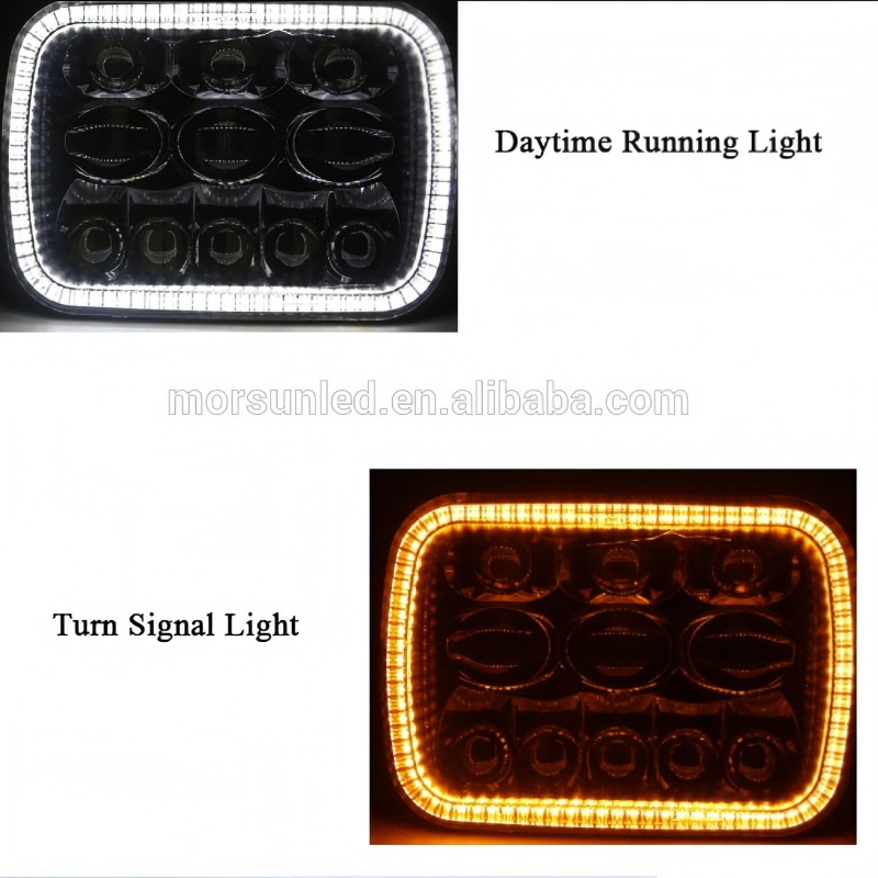Square 5x7 led headlight for cherokee xj hi/lo beam Reflector led headlamp with angel eye for jeep accessories