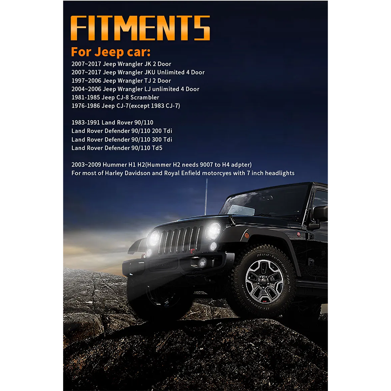 2007-2017 Jeep Wrangler JK Led Headlights Conversion Jeep JKU Led Headlights with White DRL