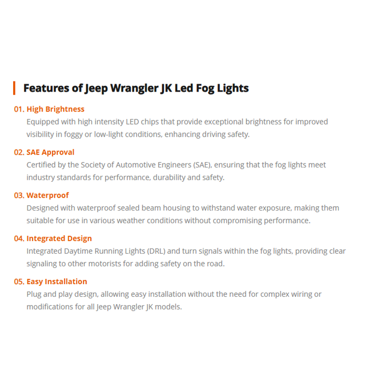 2007-2017 Jeep Wrangler JK Led Fog Lights with Halo DRL Turn Signals