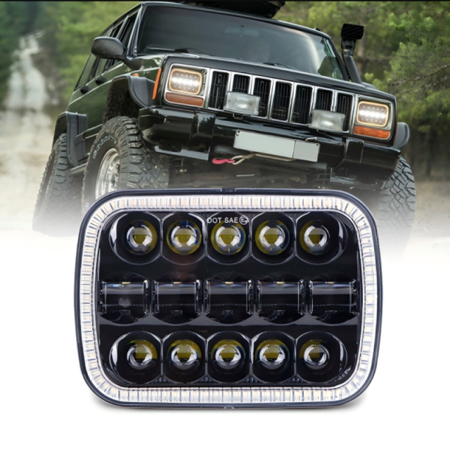 5x7 inch led headlight for GMC/Chevrolet headlamp with halo for jeep cherokee xj parts led lights