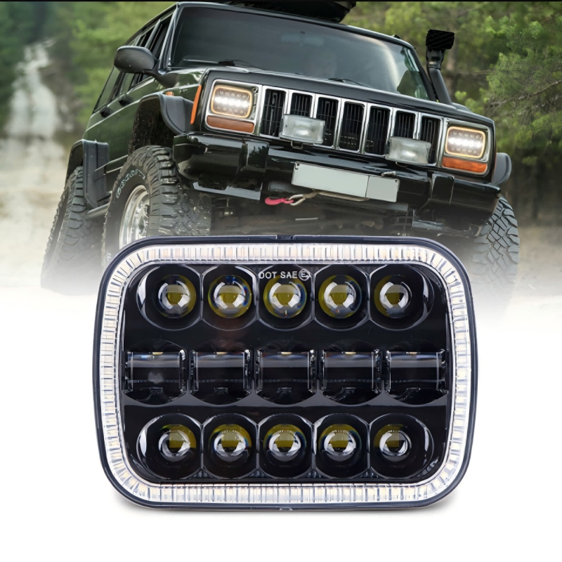 5x7 inch led headlight for GMC/Chevrolet headlamp with halo for jeep cherokee xj parts led lights
