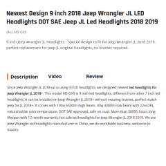 Newest Design 9 inch 2018 Jeep Wrangler JL LED Headlights DOT SAE Jeep JL Led Headlights 2018 2019