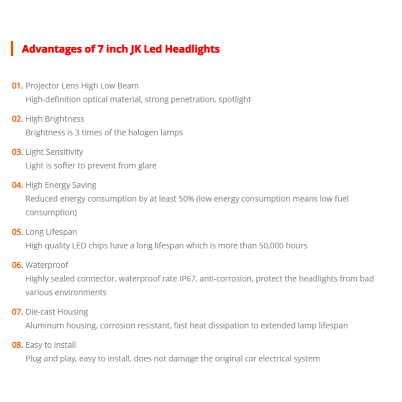 2007-2017 Jeep Wrangler JK Led Headlights Conversion Jeep JKU Led Headlights with White DRL