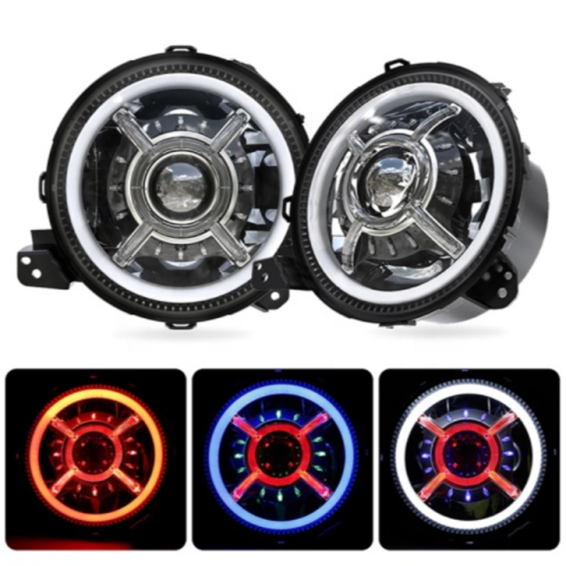 2018-2023 Jeep JL RGB Halo Headlights Bluetooth App Control Jeep Wrangler Color Changing Halo Led Headlights