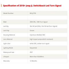 Smoked Jeep JL Switchback Led Turn Signal Sequential 2018 2019 2020 Jeep Wrangler Led Turn Signals DRL for Sport Sport S