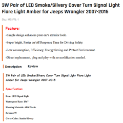 3W Pair of LED Smoke/Silvery Cover Turn Signal Light Flare Light Amber for Jeeps Wrangler 2007-2015