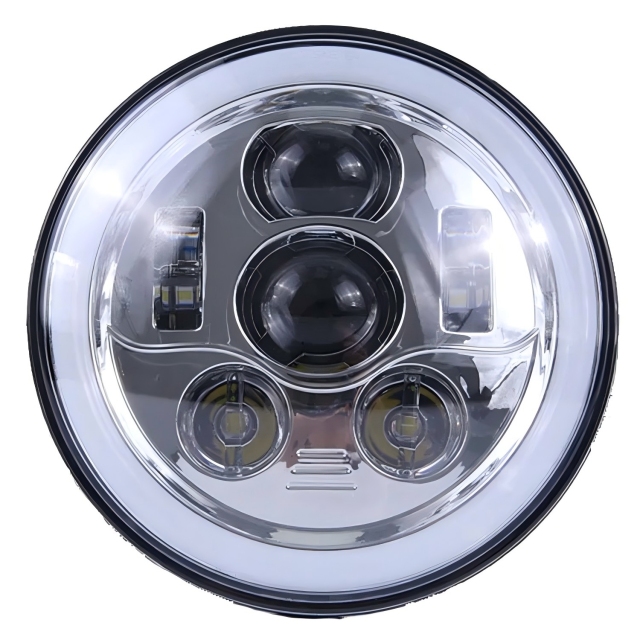 Full Halo Ring White Amber 7" Round Led Headlight 7 Inch Headlamps for Jeep Wrangler Jk