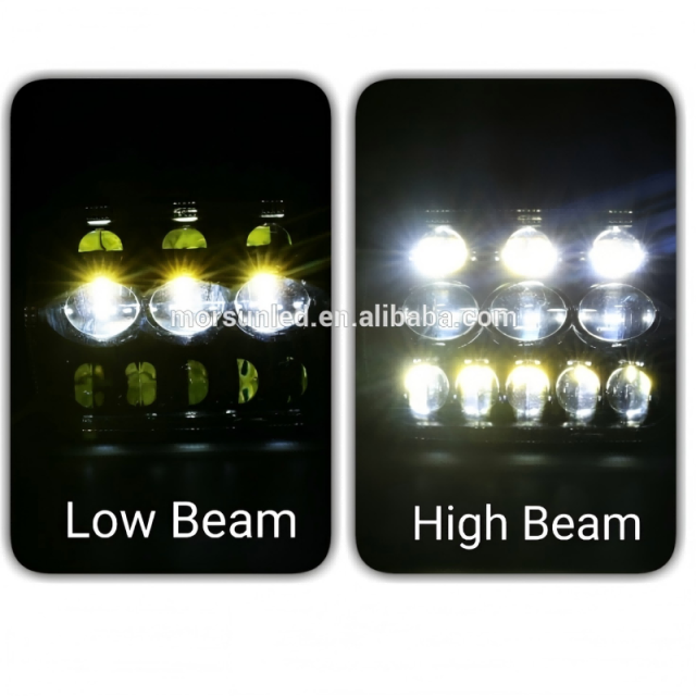 Square 5x7 led headlight for cherokee xj hi/lo beam Reflector led headlamp with angel eye for jeep accessories