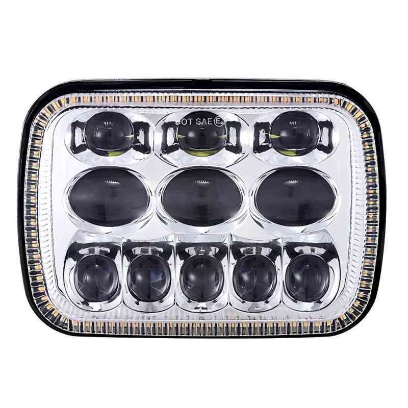 Square 5x7 led headlight for cherokee xj hi/lo beam Reflector led headlamp with angel eye for jeep accessories