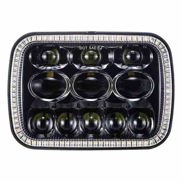 Square 5x7 led headlight for cherokee xj hi/lo beam Reflector led headlamp with angel eye for jeep accessories