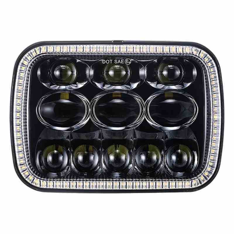 Square 5x7 led headlight for cherokee xj hi/lo beam Reflector led headlamp with angel eye for jeep accessories