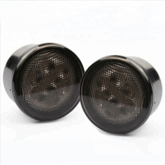 3W Round Led Front Grille Light Turn Signal Light Smoked Lens Amber led Turning Signal lamp for Jeeps wrangler jk 07-14