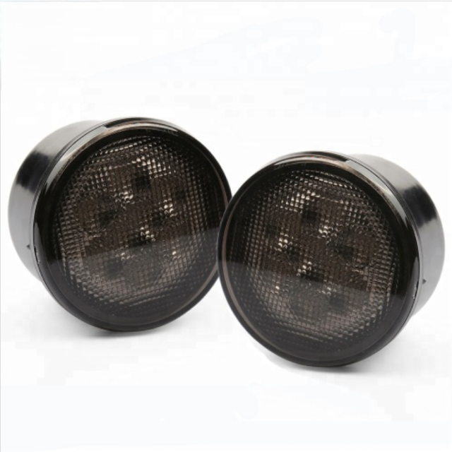 3W Round Led Front Grille Light Turn Signal Light Smoked Lens Amber led Turning Signal lamp for Jeeps wrangler jk 07-14