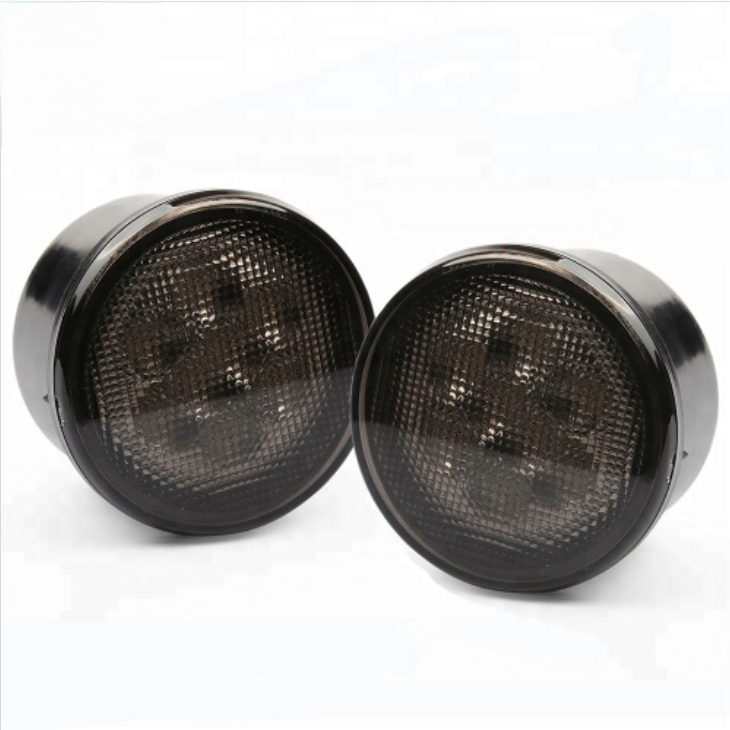 3W Round Led Front Grille Light Turn Signal Light Smoked Lens Amber led Turning Signal lamp for Jeeps wrangler jk 07-14