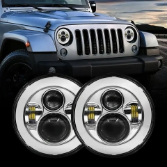 7 inch 45w hi lo beam Jeep jk aftermarket headlights chrome/black sealed beam headlamp