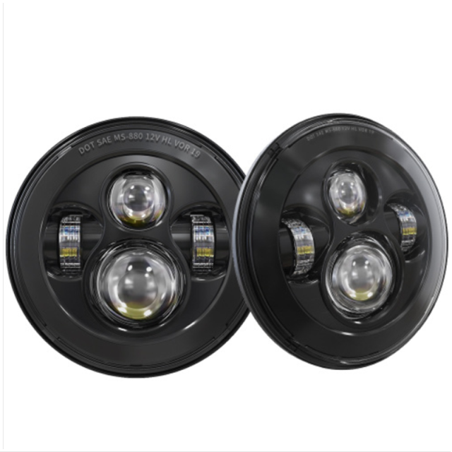 7 inch 45w hi lo beam Jeep jk aftermarket headlights chrome/black sealed beam headlamp