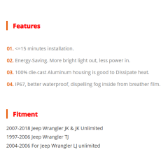 50w DOT SAE 7'' Round Jeep Wrangler JK Led Headlight Projector with High Low Beam