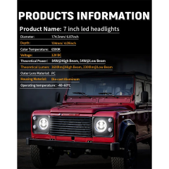 7 inch Round 2007-2017 Jeep Wrangler JK Led Halo Headlights with Amber Turn Signals