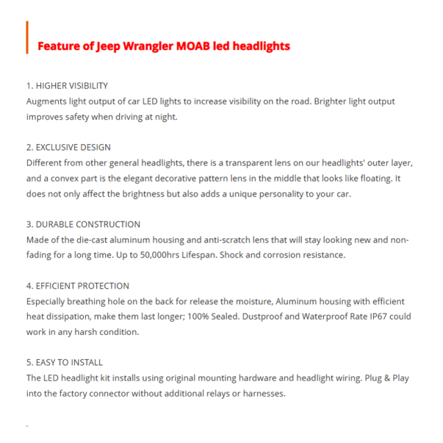 DOT SAE 2018 2019 Jeep Wrangler Moab Edition Led Headlights for Jeep Wrangler Moab