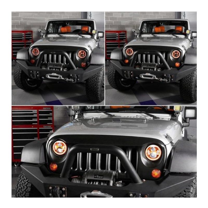 One Pair 2 pcs 7 inch Led Headlamps for 2010 Jeep Wrangler Rubicon 55078149AD 55078148AD Jeep Wrangler Rubicon Composite Headlamp Parts