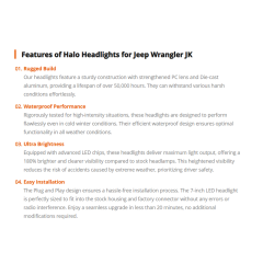 7 inch Led Halo Headlights for Jeep Wrangler JK 2007-2017