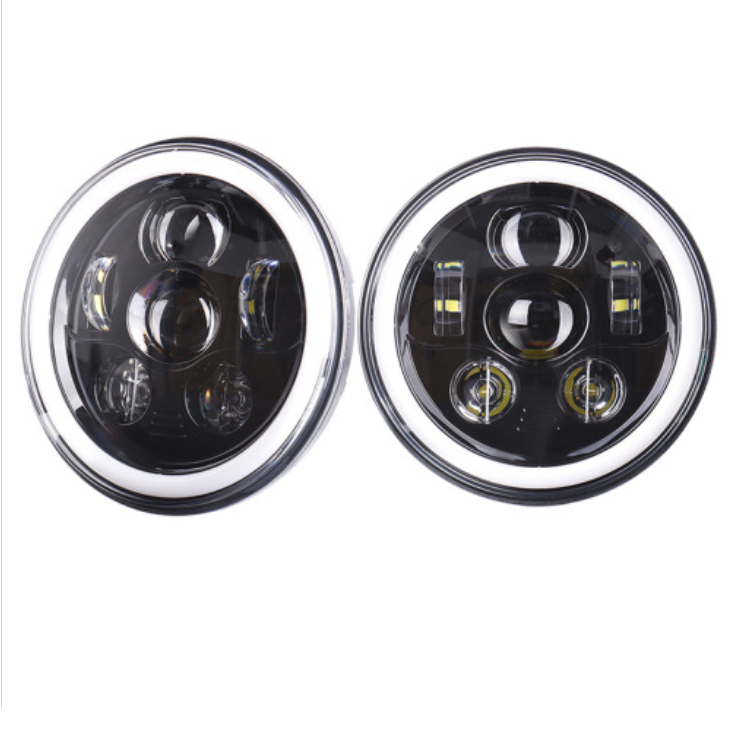 Full Halo Ring White Amber 7" Round Led Headlight 7 Inch Headlamps for Jeep Wrangler Jk