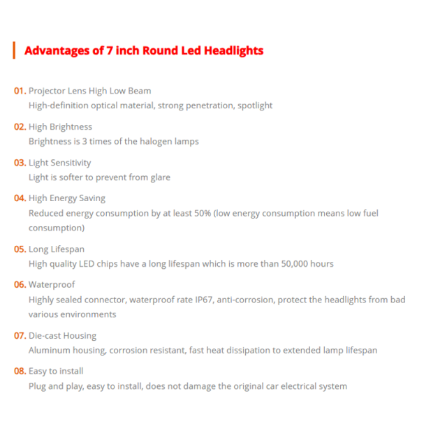 Full Halo Ring White Amber 7" Round Led Headlight 7 Inch Headlamps for Jeep Wrangler Jk