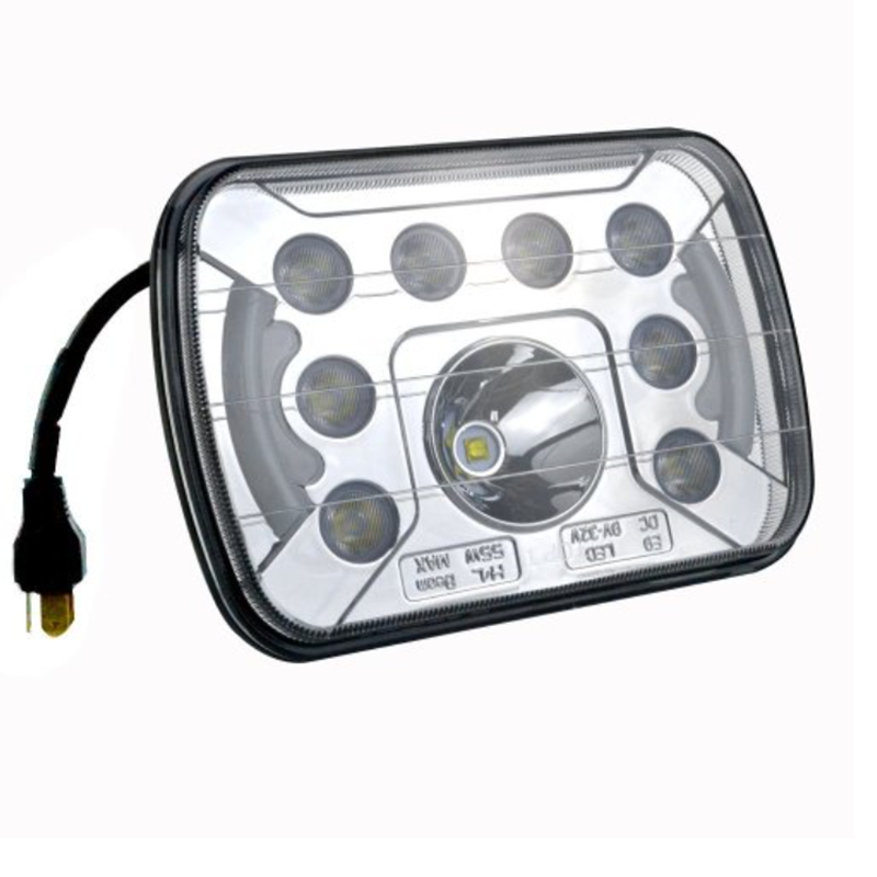 Car accessories 5x7 square led headlight for jeep yj rectangular headlamp for Cherokee xj