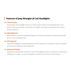 7 inch Round 2007-2017 Jeep Wrangler JK Led Halo Headlights with Amber Turn Signals