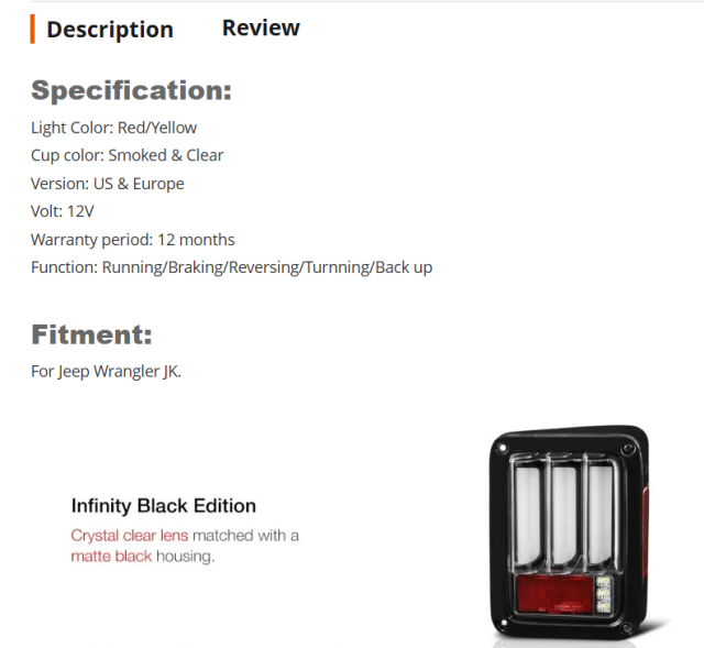 For Jeep JK Tail light 12v 24v car brake/reversing/driving/turn stop lamp led tail light