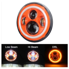 DOT 7 inch Orange Halo Headlights Led Orange Halo Lights for Jeep Wrangler JK 1997-2007