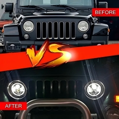 For Lands Rover Defender/Royal Enfield Headlight 7" Led Headlight with DRL Turning for Jeep Wrangler JK JKU CJ TJ