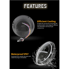 7 Round Led Halo Headlights for 2010 Jeep Wrangler JK JKU with Drl and Amber Turn Signals