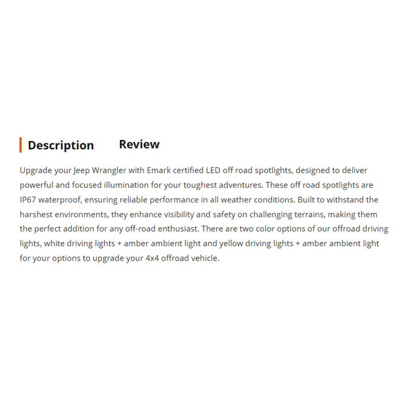 Jeep Wrangler Led Off Road Spot Lights 4x4 Offroad Driving Lights