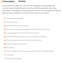 US/EU Version Jeep JK Rear Tail Lights Led Jeep JK Smoked Tail Lights