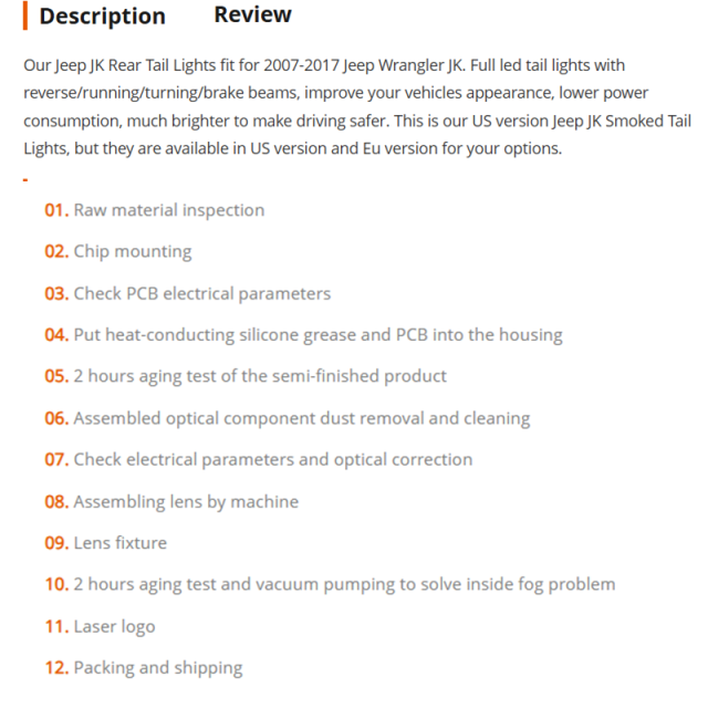 US/EU Version Jeep JK Rear Tail Lights Led Jeep JK Smoked Tail Lights