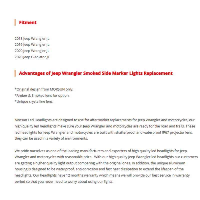 Smoked Jeep JL Side Marker Light Led 2018 Jeep Wrangler Smoked Side Marker Lights Replacement