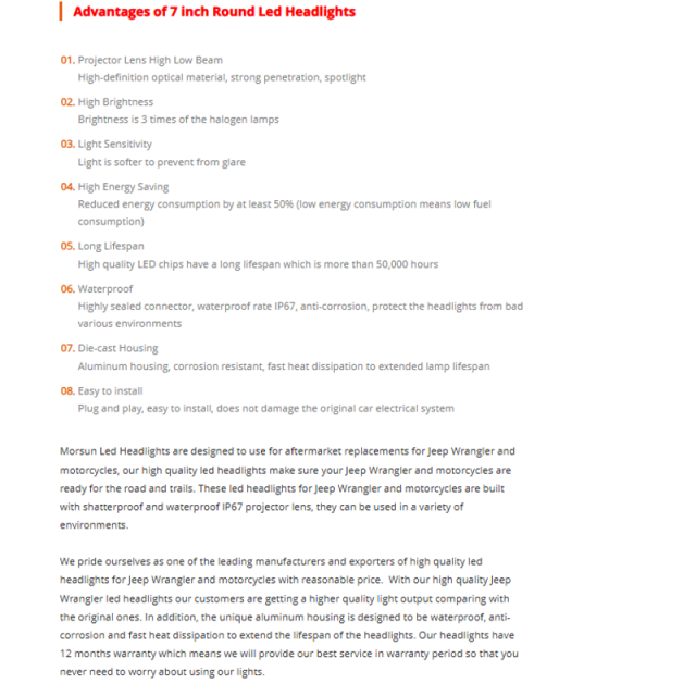 75W 7" Round 1997-2006 Jeep Wrangler TJ Led Headlights with High Low Beam and DRL