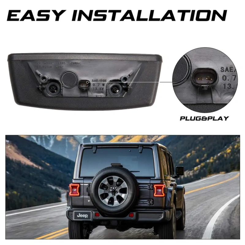 LED 3rd Brake Light Compatible for Jeep Wrangler JL 2018 2019 Third Brake Light High Mount Stop Light
