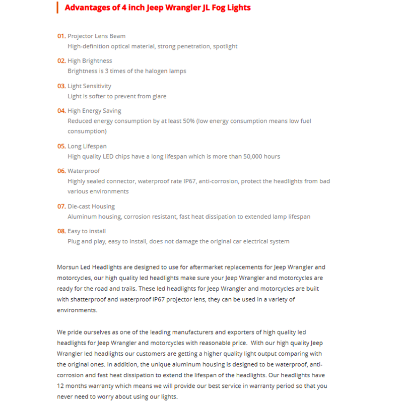 4" 2019 2018 Jeep Wrangler JL Fog Lights 17W 2018+ Jeep JL Led Fog Lights