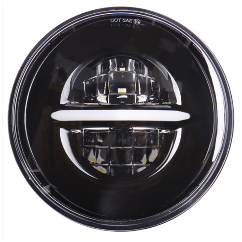 7" LED Headlights 45W High Low Beam LED H4 Halo Angel Eye DRL Amber Turn Signal for Jeep Wrangler JK Harley