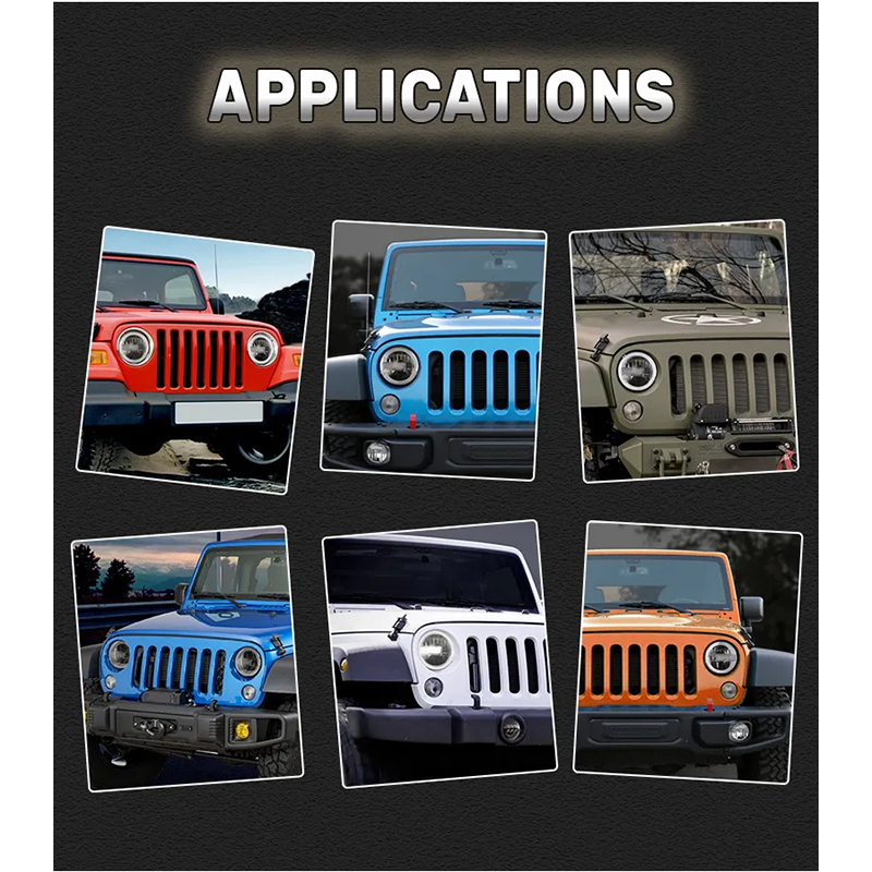 2007-2017 Jeep Wrangler JK Led Headlights Conversion Jeep JKU Led Headlights with White DRL