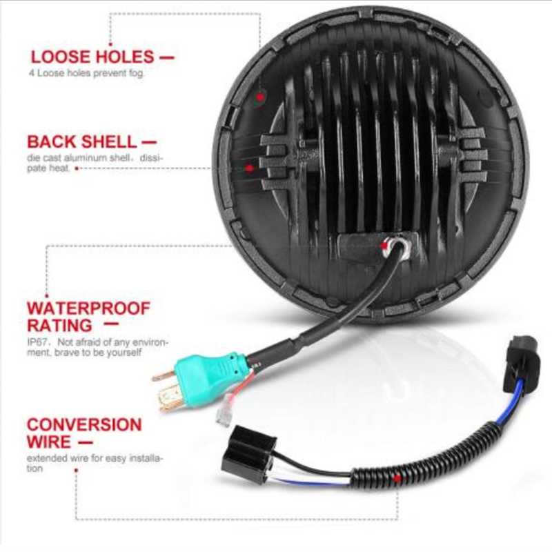 Jeep Wrangler led halo headlights with hi/lo beam and drl