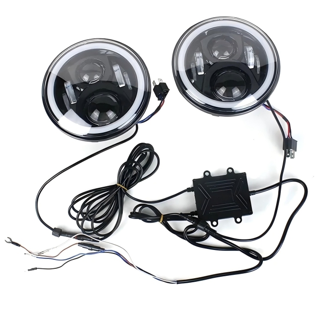 Newest 7" RGB headlight Blutooth Phone APP Control to Colors Change for Jeep Wrangler JK