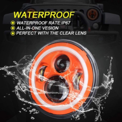 DOT 7 inch Orange Halo Headlights Led Orange Halo Lights for Jeep Wrangler JK 1997-2007