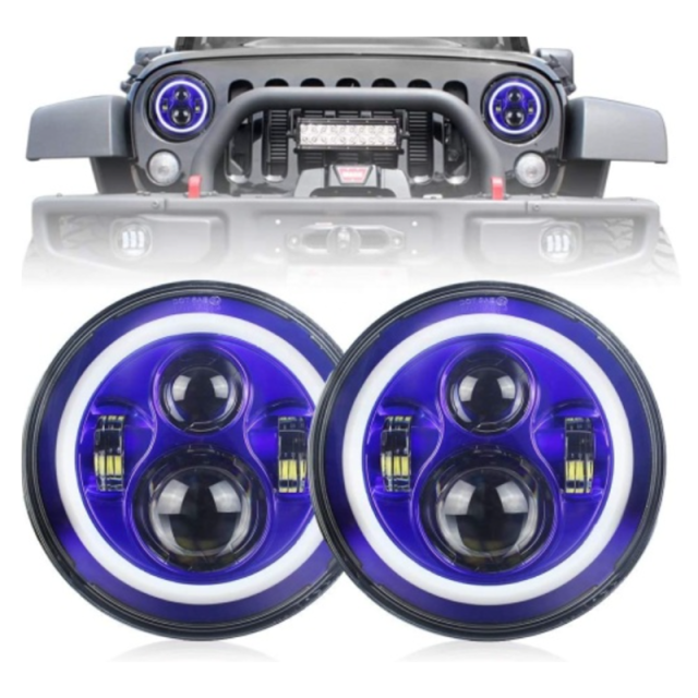 7 inch Led Blue Halo Lights for Jeep Wrangler JK Blue Halo Headlights Jeep Wrangler Conversion Kits