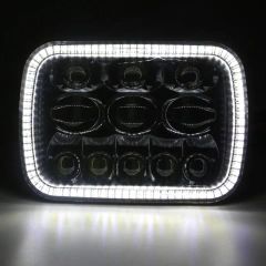 Square 5x7 led headlight for cherokee xj hi/lo beam Reflector led headlamp with angel eye for jeep accessories
