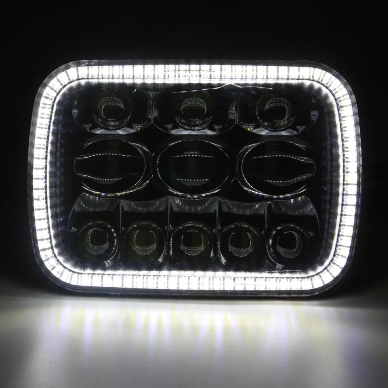 Square 5x7 led headlight for cherokee xj hi/lo beam Reflector led headlamp with angel eye for jeep accessories