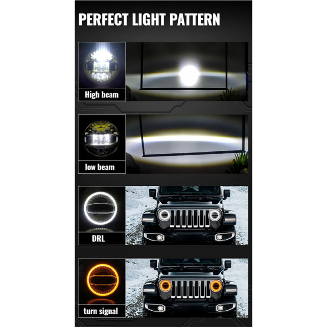 7 inch Round Jeep Jk Oem Led Headlights with Halo Lights Jeep Jk Factory Led Headlights Assembly