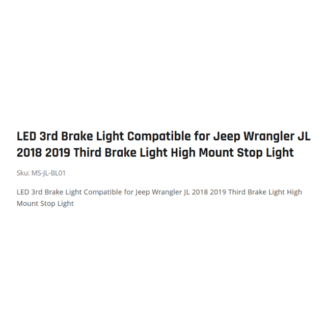 LED 3rd Brake Light Compatible for Jeep Wrangler JL 2018 2019 Third Brake Light High Mount Stop Light